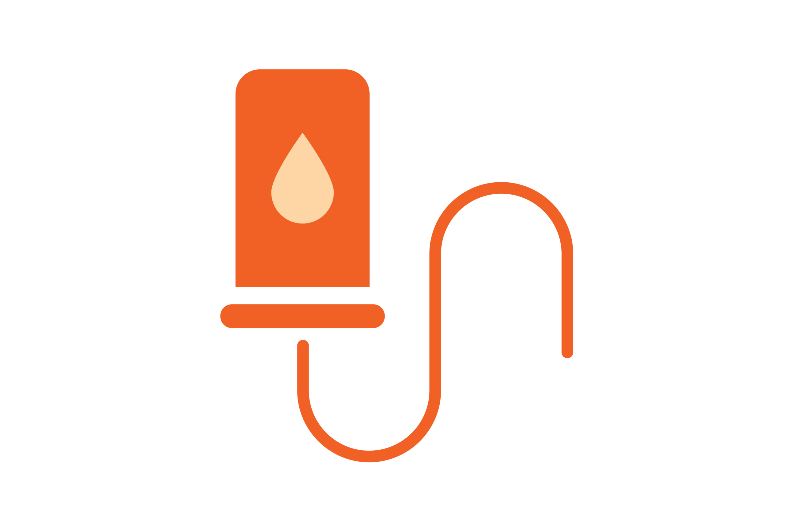 Illustration of a dialysis machine with an extending tube.